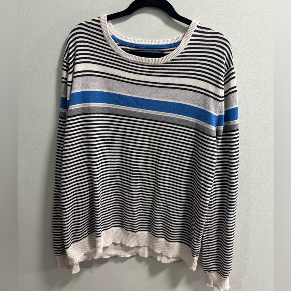 Aeropostale Striped Crewneck Sweater Blue White Gray XL